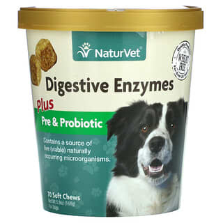NaturVet, Enzimas Digestivas, Pre y Probiótico Plus, 70 masticables blandos, 5.9 oz (169 g)