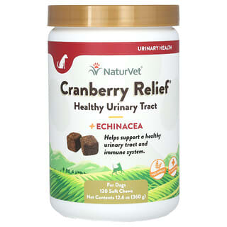 NaturVet, Cranberry Relief, Healthy Urinary Tract + Echinacea, For Dogs, 120 Soft Chews, 12.6 oz (360 g)