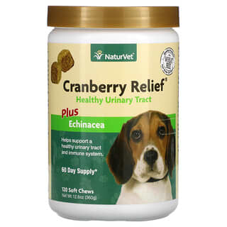 NaturVet, Cranberry Relief Plus Echinacea, Para Cães, 120 Soft Mastigáveis, 360 g (12,6 oz)