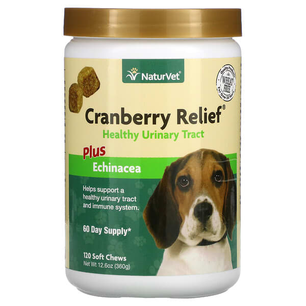 NaturVet, Cranberry Relief Plus Echinacea, For Dogs, 120 Soft Chews, 12