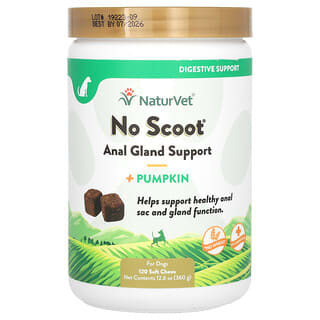NaturVet, No Scoot, Anal Gland Support + Pumpkin, For Dogs, 120 Soft Chews, 12.6 oz (360 g)