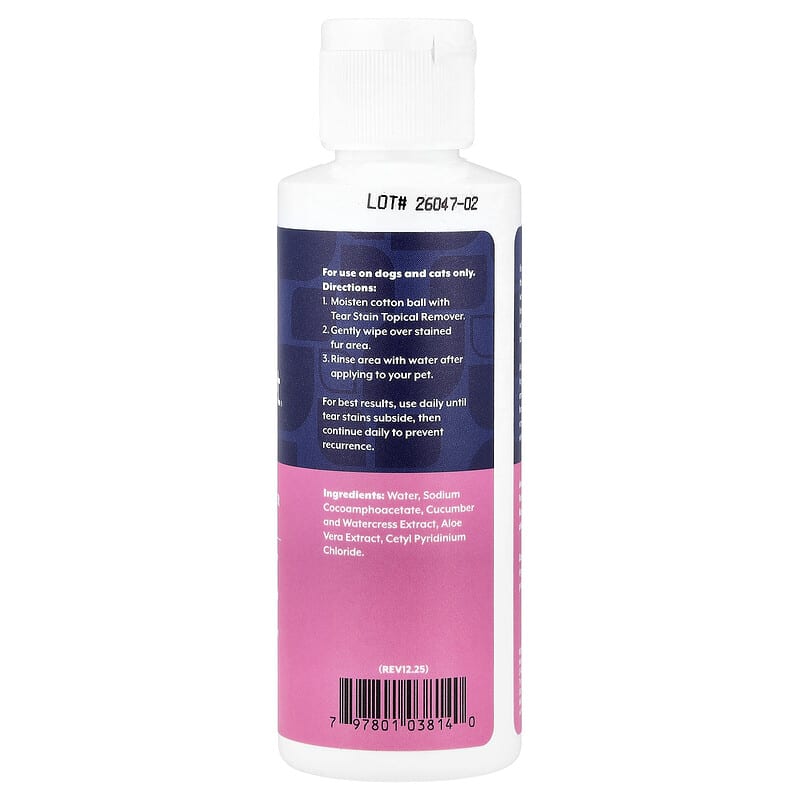 Traanvlekkenverwijderaar, topische alo, voor honden en katten, 118 ml