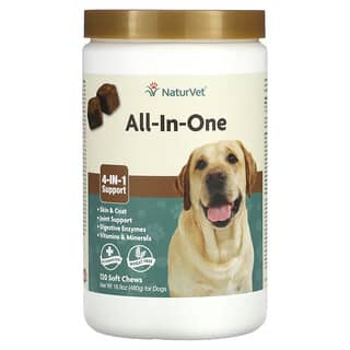 NaturVet, Multifuncional, Suporte 4 em 1, Para Cães, 120 Cápsulas Mastigáveis, 480 g (16,9 oz)