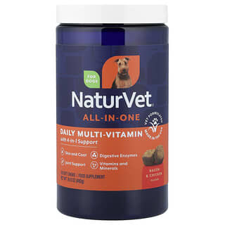 NaturVet, All-In-One Daily Multi-Vitamin With 4-In-1 Support, For Dogs, Bacon & Chicken, 120 Soft Chews, 16.9 oz (480 g)