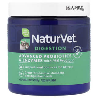 NaturVet, アドバンスドプロバイオティクス＆酵素＋植物性PB6プロバイオティクス、犬猫用、114g（4オンス）