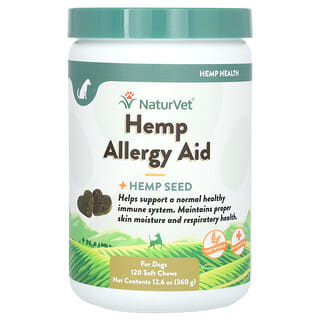 NaturVet, Hemp Allergy Aid + Hemp Seed, For Dogs, 120 Soft Chews, 12.6 oz (360 g)