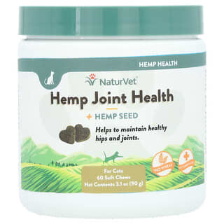 NaturVet, Hemp Joint Health + Hemp Seed, dla kotów, 60 miękkich przekąsek do żucia, 90 g