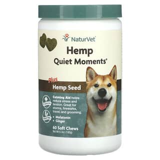 NaturVet, Hemp Quiet Moments Plus Hemp Seed, For Dogs, 60 Soft Chews, 6.3 oz (180 g)