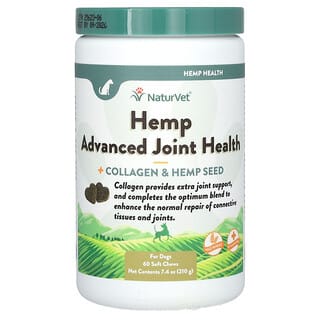 NaturVet, Hemp Advanced Joint Health + Collagen & Hemp Seed, For Dogs, 60 Soft Chews, 7.4 oz (210 g)