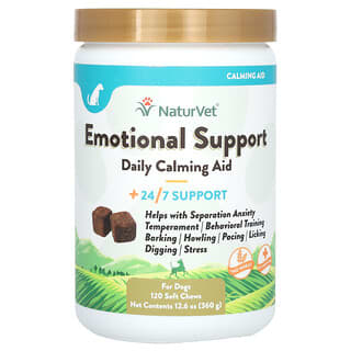 NaturVet, Emotional Support, Daily Calming Aid +24/7 Support, For Dogs, 120 Soft Chews, 12.6 oz (360 g)