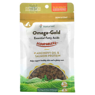NaturVet, 可舀取，Omega-Gold 必需脂肪酸 + 鯷魚油和鮭魚蛋白，適合狗和貓，鮭魚味，11 盎司（315 克）