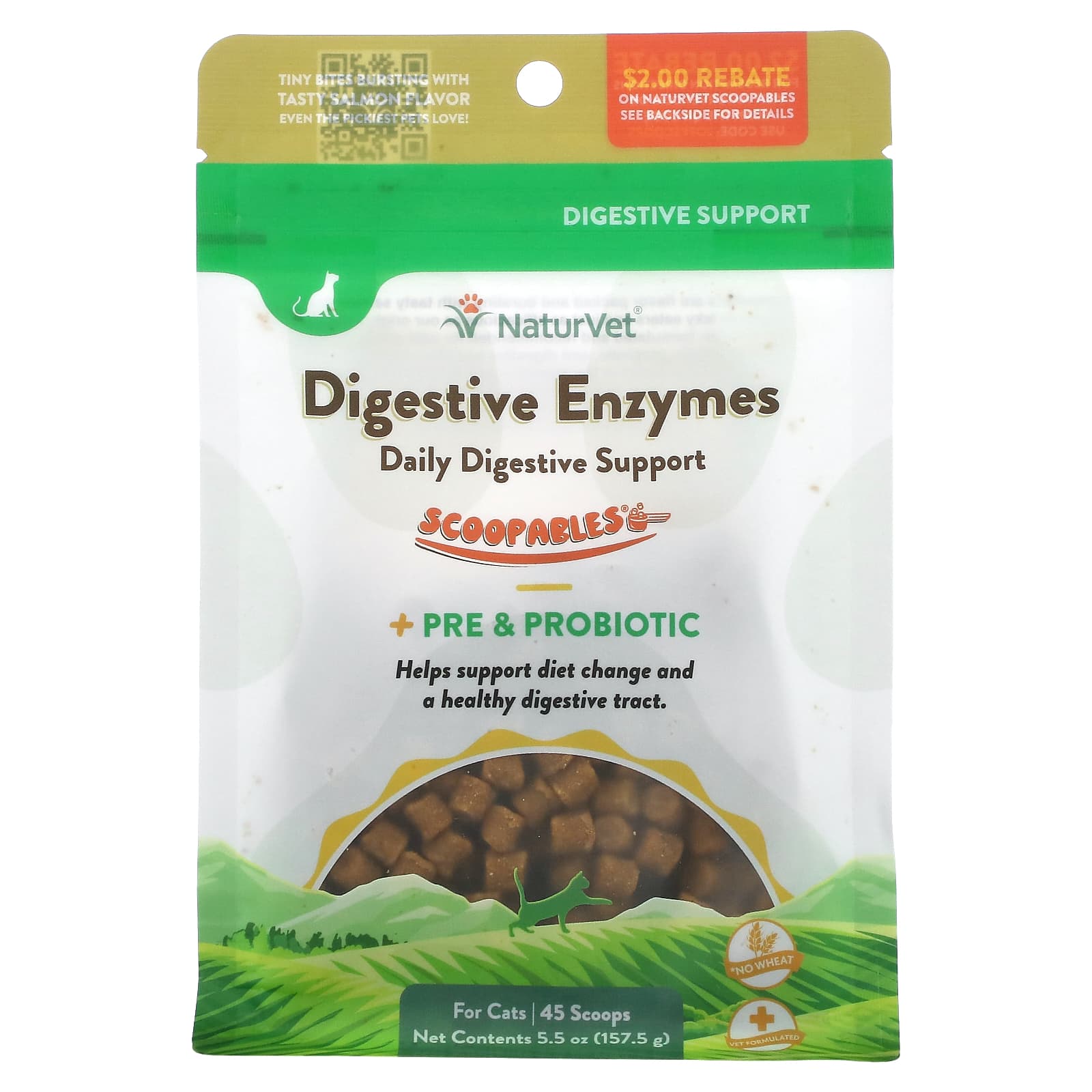 NaturVet, Scoopables, Digestive Enzymes + Pre & Probiotic, For Cats