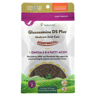 ناتورفيت‏, مكملات ، Glucosamine DS Plus للعناية بالمفاصل المعتدلة ، للكلاب ، لحم الخنزير المقدد ، 11 أونصة (315 جم)