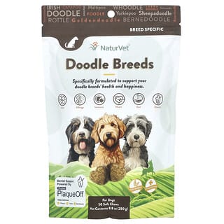 NaturVet, Doodle Breeds（ドゥードゥルブレッド）、犬用、ヒッコリー スモークドベーコン、ソフトチュアブル50粒、250g（8.8オンス）