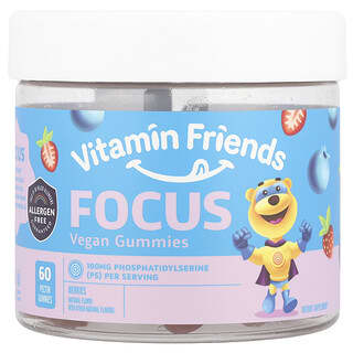 Vitamin Friends, Focus, веганские жевательные мармеладки, ягоды, 60 пектиновых таблеток