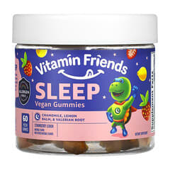 Vitamin Friends, 睡眠素食軟糖，草莓檸檬味，60 粒果膠軟糖