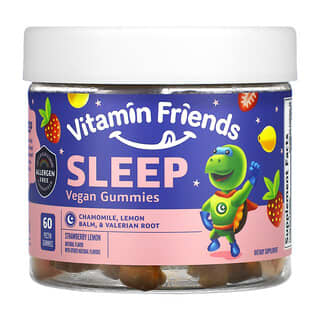 Vitamin Friends, Gomitas veganas para dormir, Fresa y limón, 60 gomitas de pectina