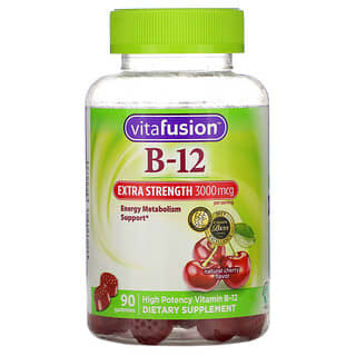 VitaFusion, Extra Strength B-12, Натуральный вишневый вкус, 1,500 мкг, 90 жевательных таблеток