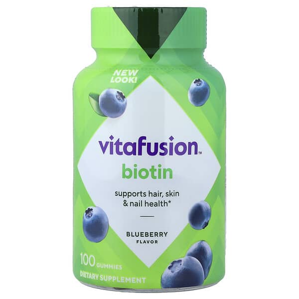 VitaFusion Biotin Gummies, Blueberry, 100 Gummies (2,500 mcg per Gummy)