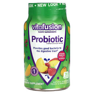 VitaFusion, Probiotic Gummies, Natural Raspberry, Peach & Mango, 5 Billion CFUs, 70 Gummies