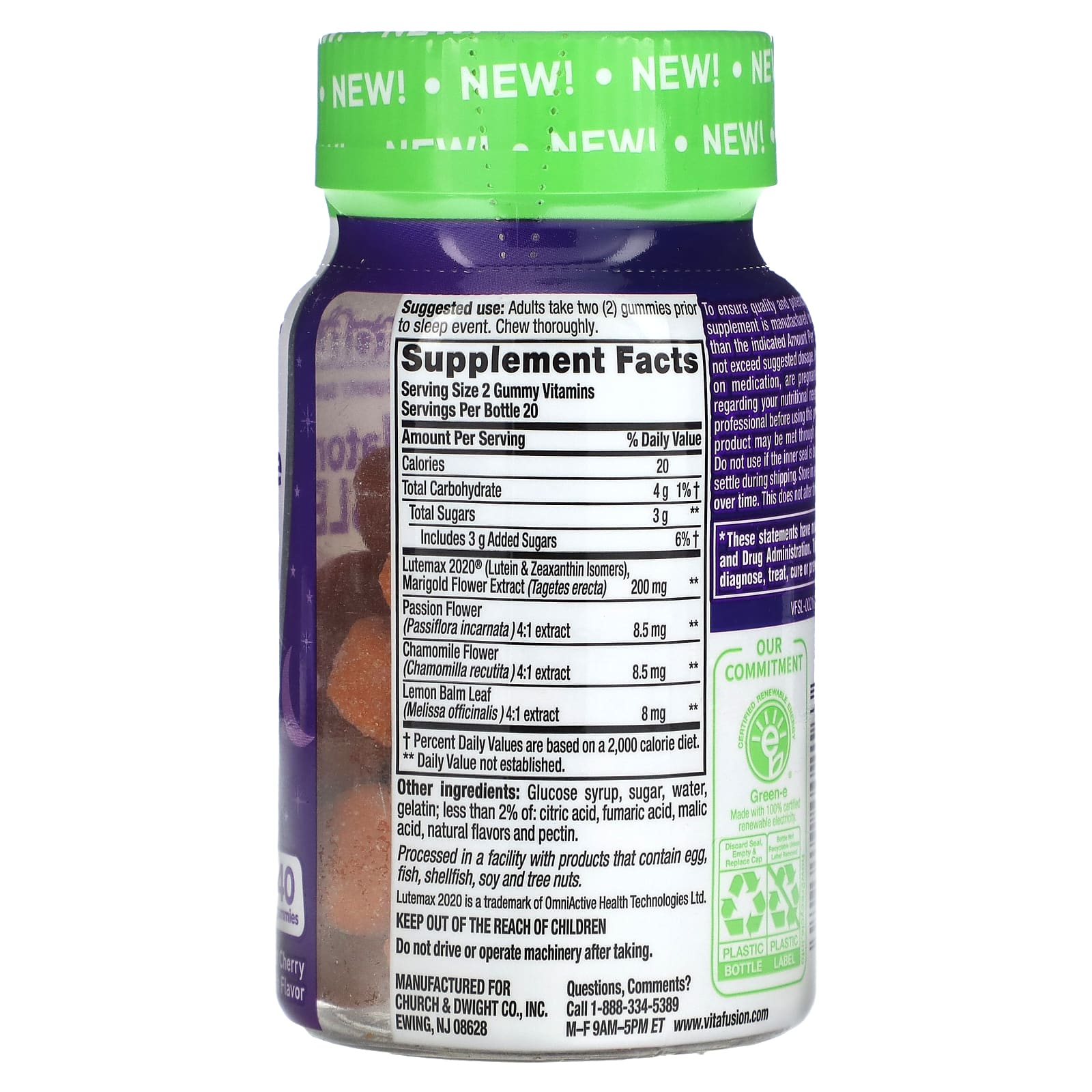 VitaFusion, MelatoninFree Sleep, Tart Cherry Peach, 40 Gummies