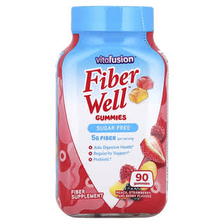 VitaFusion, Fiber Well™ Fruchtgummis, Pfirsich, Erdbeere und Beere, 90 Fruchtgummis