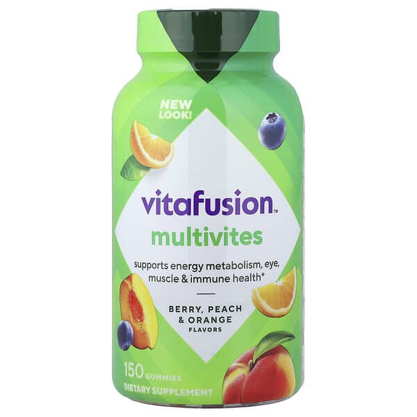 VitaFusion Multivites Gummies, Berry, Peach & Orange, 150 Gummies