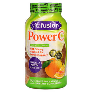 VitaFusion (فيتافيوجن)‏, Power C، فيتامين جـ بفعالية عالية، بنكهة البرتقال الطبيعية، 150 علكة