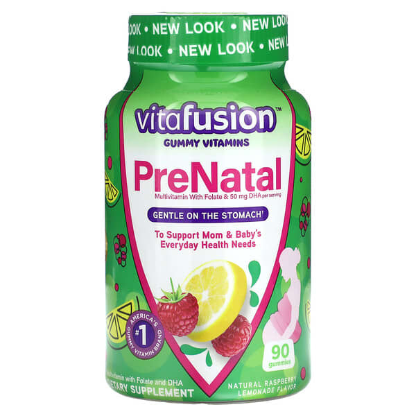 VitaFusion, Жевательные витамины для беременных, натуральный малиновый лимонад, 90 жевательных таблеток