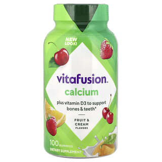 VitaFusion, Calcium, Arômes naturels de fruits et de crème, 500 mg, 100 gommes (250 mg pièce)