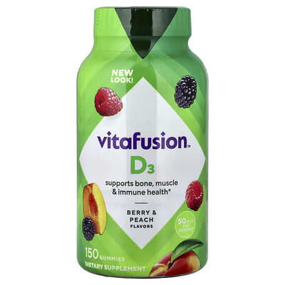 VitaFusion, Vitamin D3, Berry & Peach Flavor, 150 Gummies (25 mcg per gummy)