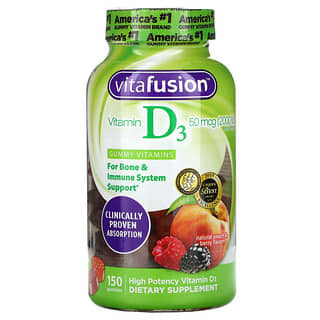 VitaFusion, Vitamine D3, Parfum pêche et fruits rouges naturels, 50 µg (2000 IU), 150 gommes