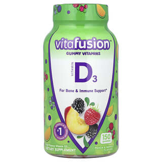 VitaFusion, Vitamina D3, Melocotón y bayas, 150 gomitas