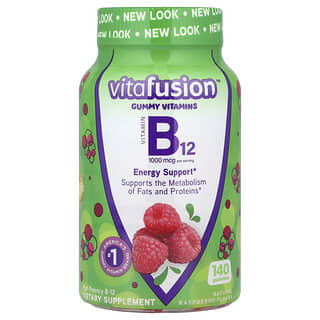 VitaFusion, 維生素 B12 軟糖，天然樹莓味，140 粒軟糖