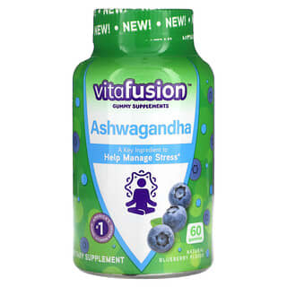 VitaFusion, Gomitas de Ashwagandha, Arándano azul, 60 gomitas