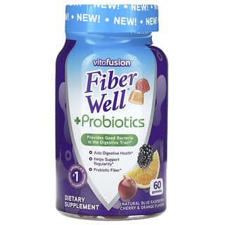 VitaFusion, Fiber Well + Probiotics, Blue Raspberry, Cherry & Orange, 60 Gummies