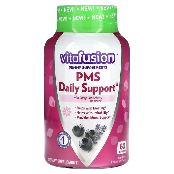VitaFusion, PMS Daily Support，藍莓薰衣花草味，25 毫克，60 粒軟糖  