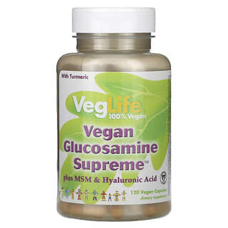 VegLife‏, Glucosamine Supreme טבעוני, בתוספת MSM וחומצה היאלורונית, 120 כמוסות טבעוניות