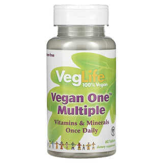 VegLife‏, תוסף תזונה Vegan One Vegan, ללא ברזל, 60 טבליות