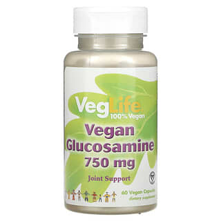 VegLife, Vegan Glucosamine, veganes Glucosamin, 750 mg, 60 vegane Kapseln