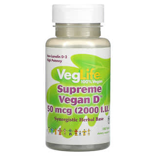 VegLife, Supreme Vegan D, 2,000IU(50mcg), 100정