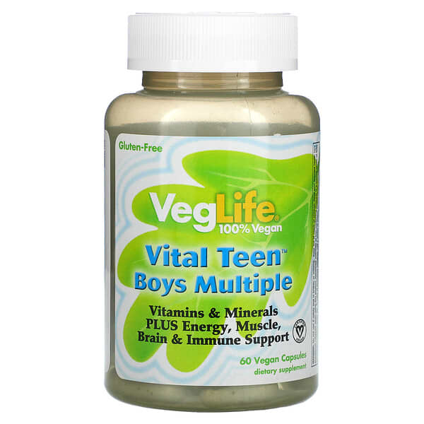 VegLife, Vital Teen Boys Multiple, 60 Vegan Capsules