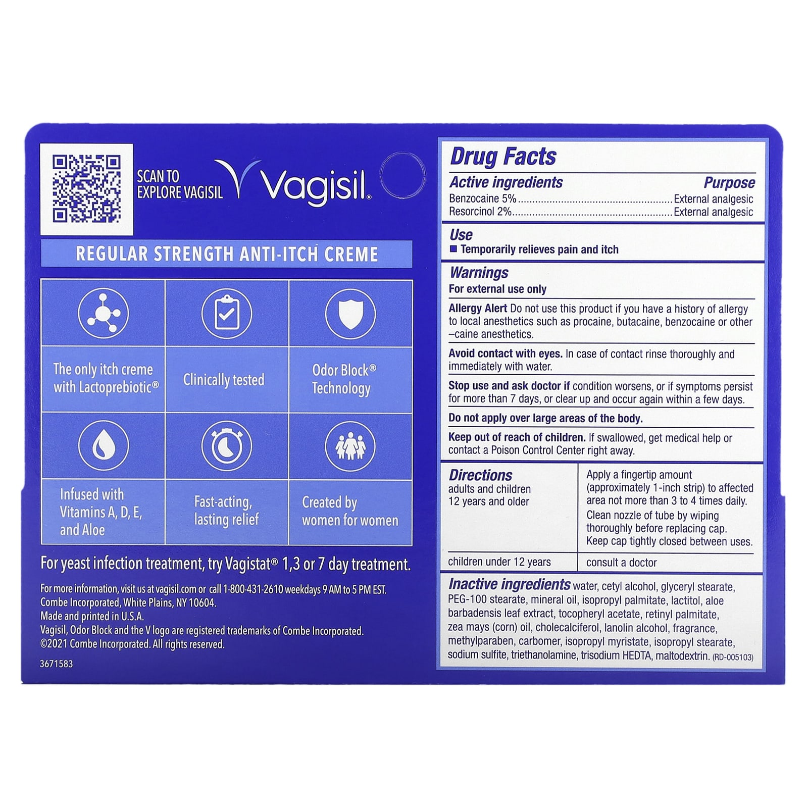 Vagisil Anti Itch Creme Regular Strength Oz G