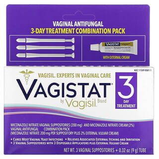 فاجيسيل‏, Vagistat ، علاج لمدة 3 أيام ، 3 أقماع مهبلية ، 0.32 أونصة (9 جم) لكل لبوس