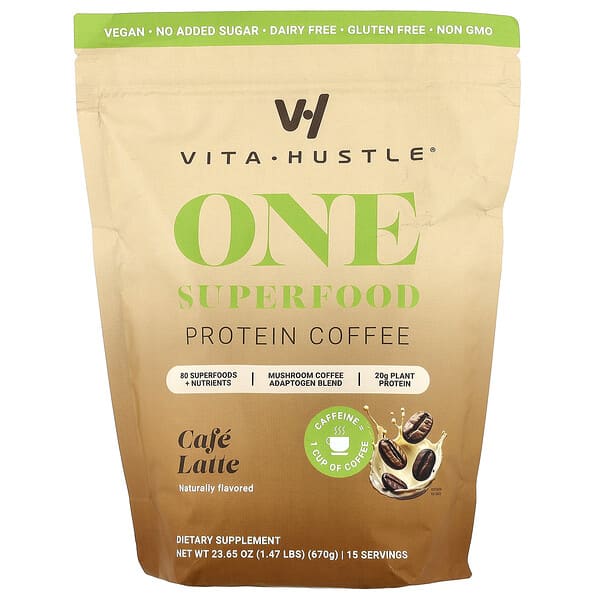 One Superfood Protein Coffee, Cafe Latte, 1.47 lbs (670 g)