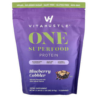 VitaHustle, One Superfood Protein, Blueberry Cobbler, 1.35 lbs (615 g)
