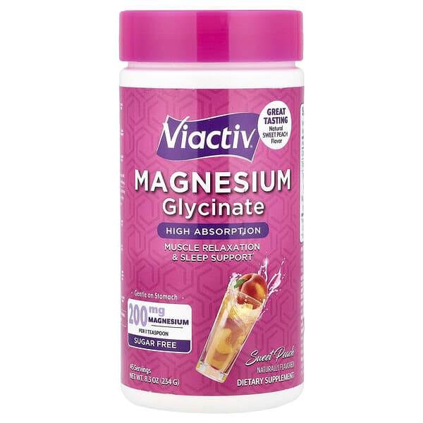 Viactiv, 마그네슘 글리신산, 설탕 무함유, 스위트 피치, 234g(8.3oz)