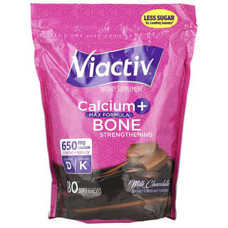 Viactiv, Calcio y refuerzo óseo, Chocolate con leche, 180 comprimidos masticables blandos