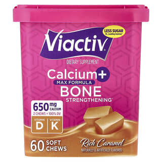 Viactiv, Calcium + Bone Strengthening, Max Formula, Rich Caramel, 60 Soft Chews