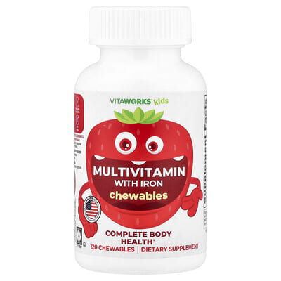 VitaWorks, Children's, Multivitamin & Iron, Assorted Fruit Flavors, 120 Chewable Tablets
